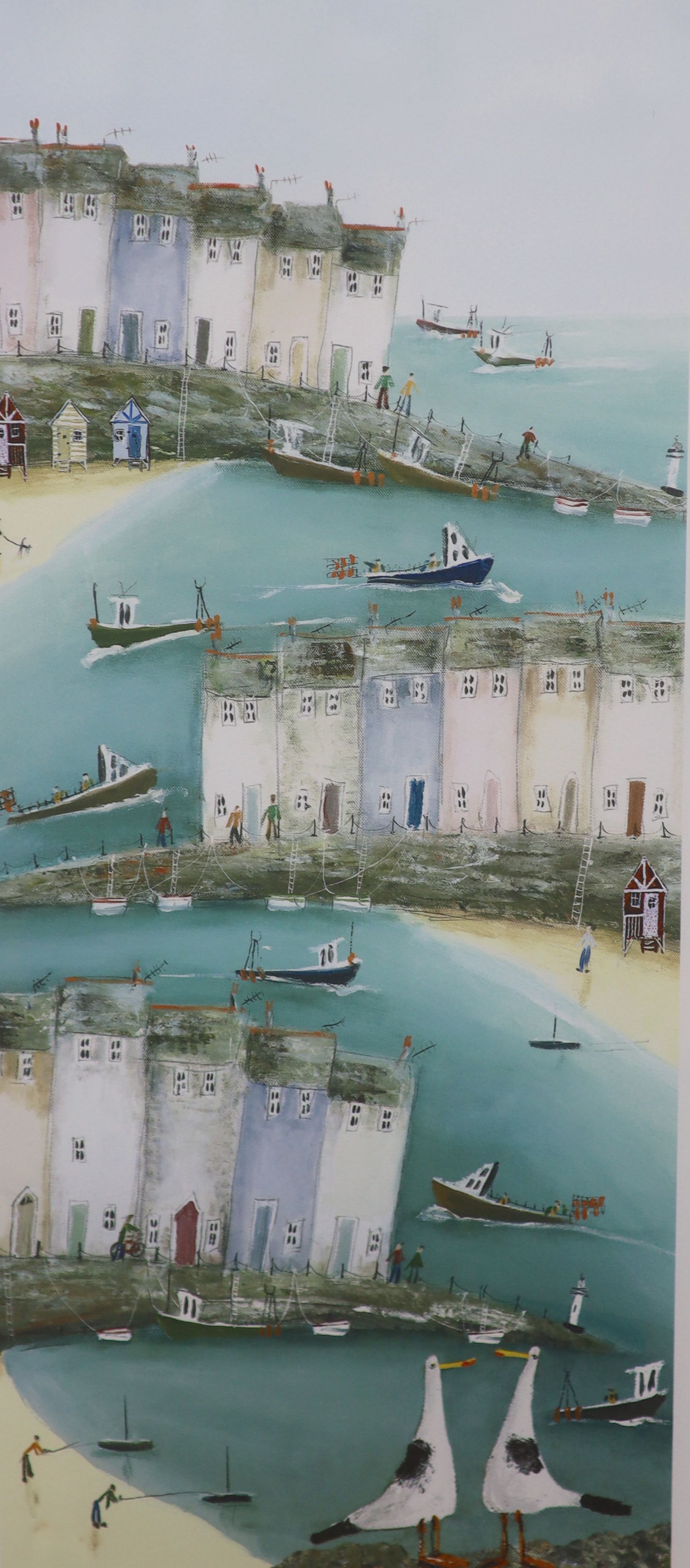 Rebecca Lardner, three signed limited edition prints, Harbour scenes, largest 31 x 91cm